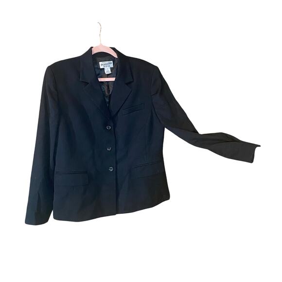 Pendleton 100% Virgin Wool Black Pinstripe Blazer Jacket Women’s 12 - Picture 1 of 6